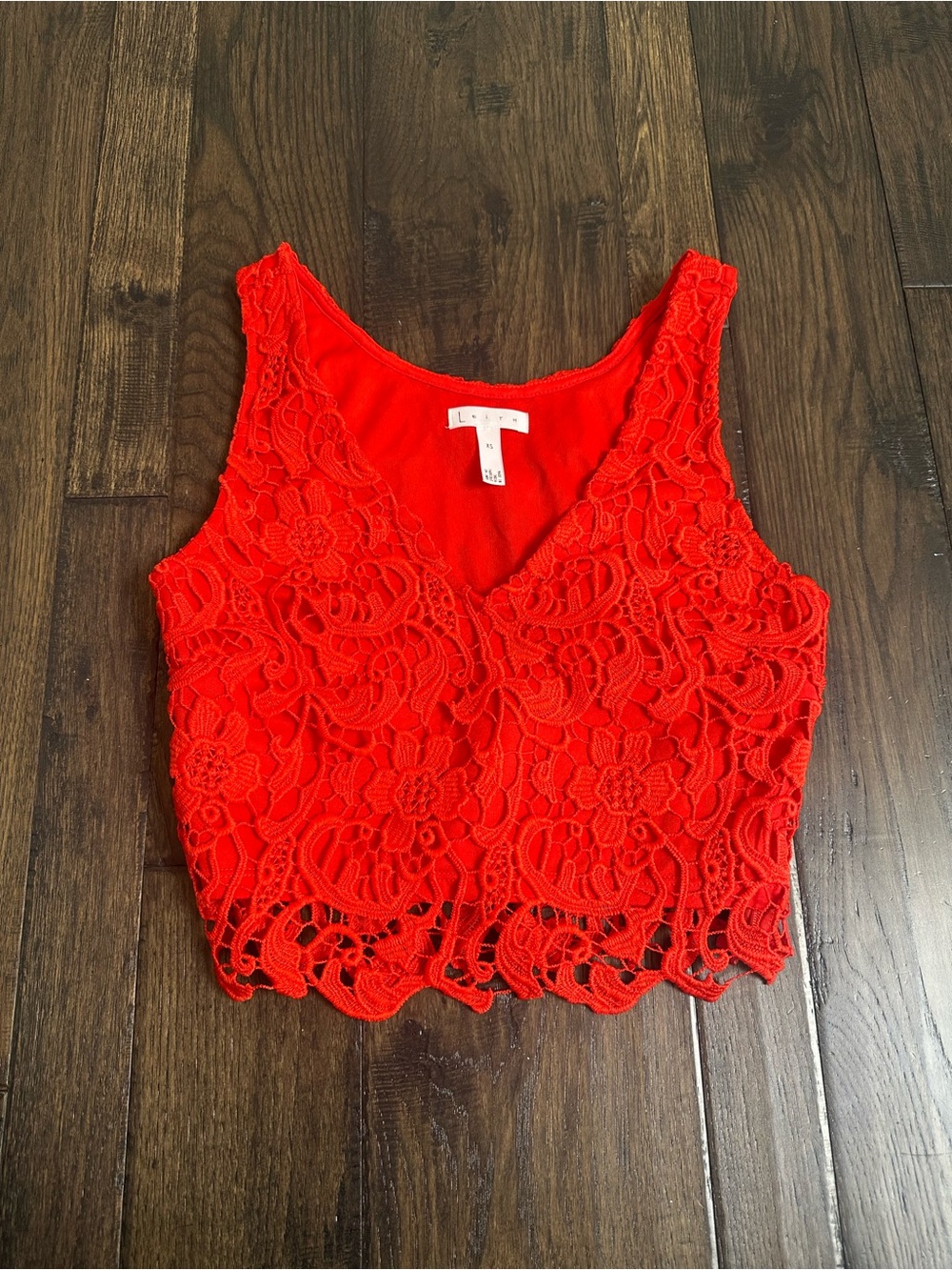 Red Floral Lace Crop Top – Size XS